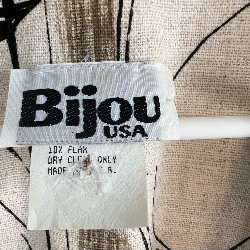 Vintage Bijou Abstract Painted Jacket Short Sleeve Artsy USA Sz S Cream Teacher - Picture 6 of 11